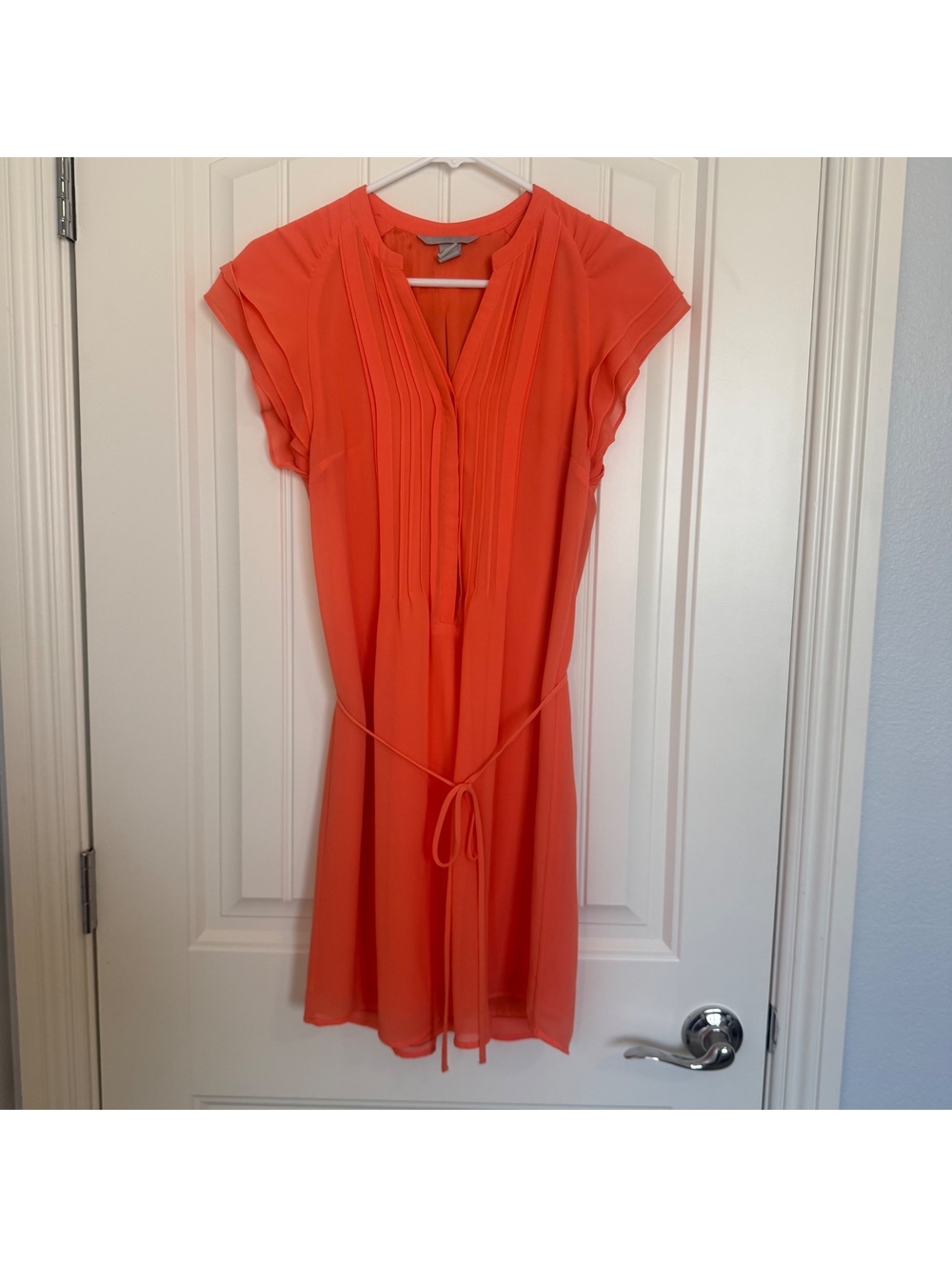 H&M Orange Pleated Midi Dress Size 6